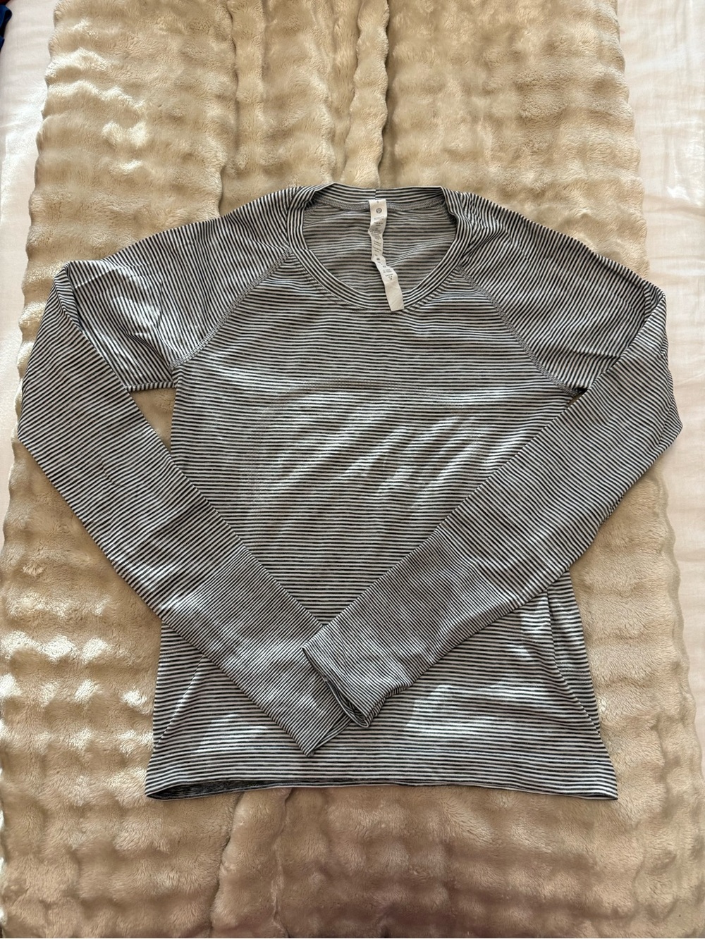 lululemon athletica Black & White Striped Long-Sleeve swiftly tech